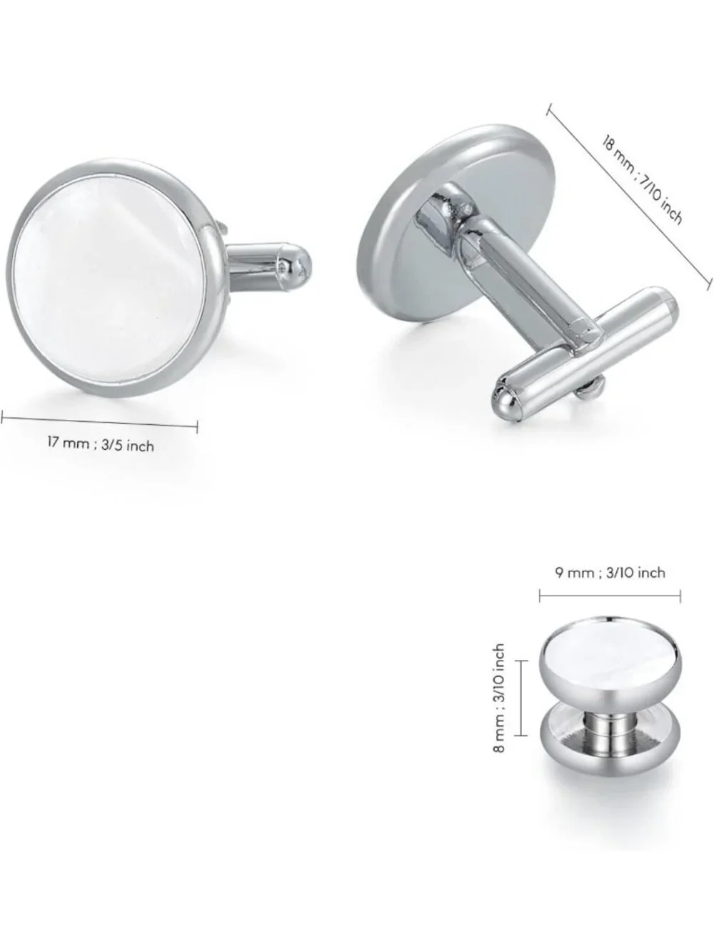 Classic Men's Tuxedo Shirt & Cufflink Set, Mother-of-Pearl Button, Formal Wear